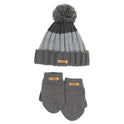 Toddler Hat & Glove Set grey stripe colorblock hat