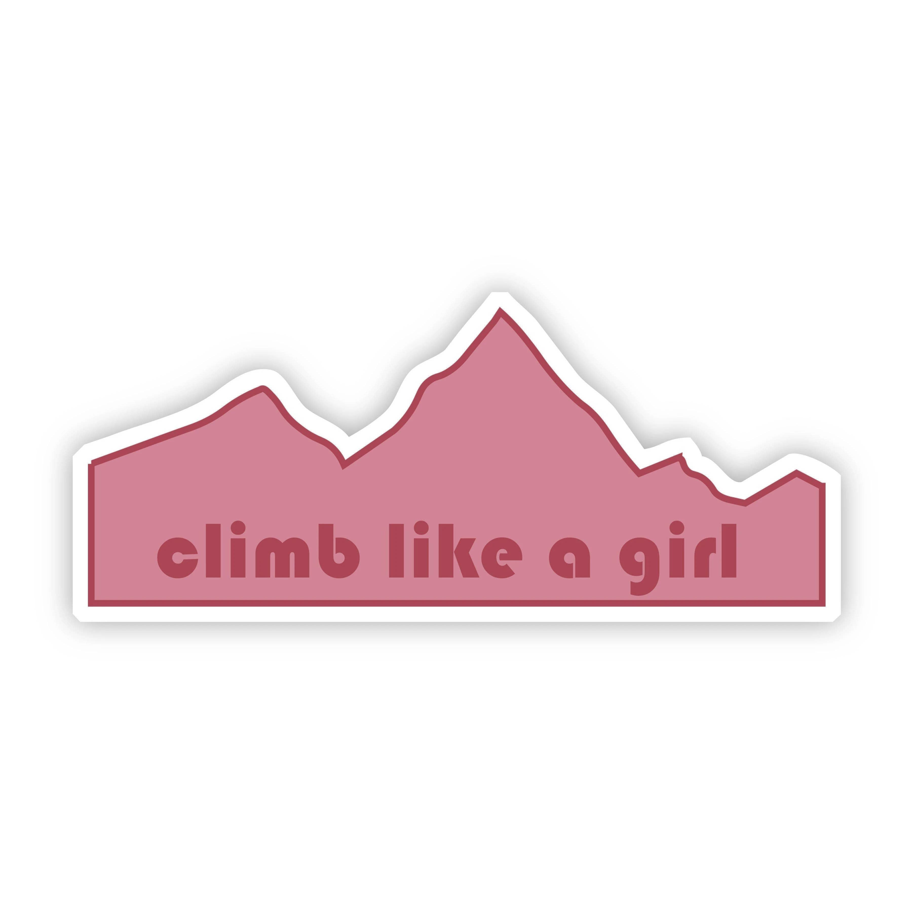 Climb Like a Girl Green Mountain Sticker Red