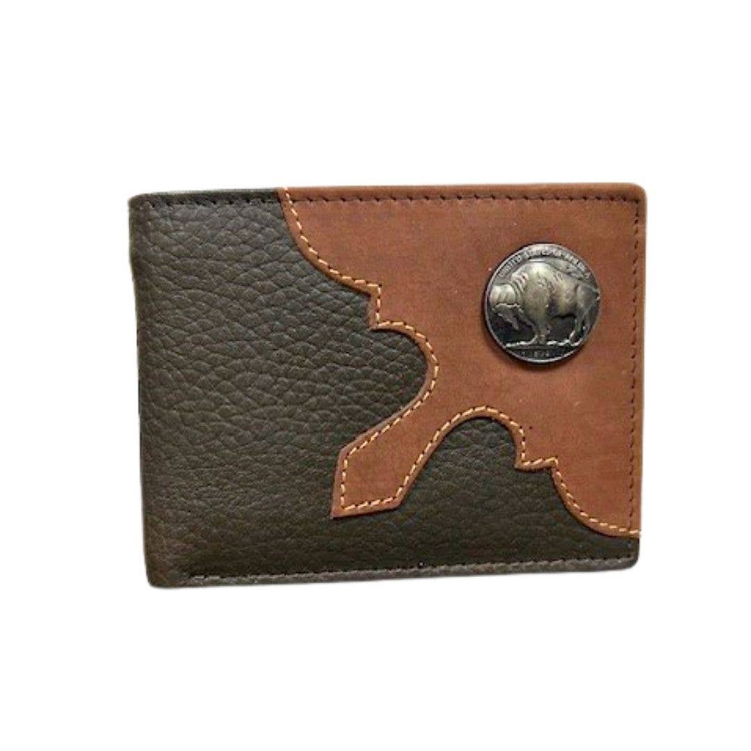 Mixed Media Bifold Rodeo Wallet with Medallion AB1915