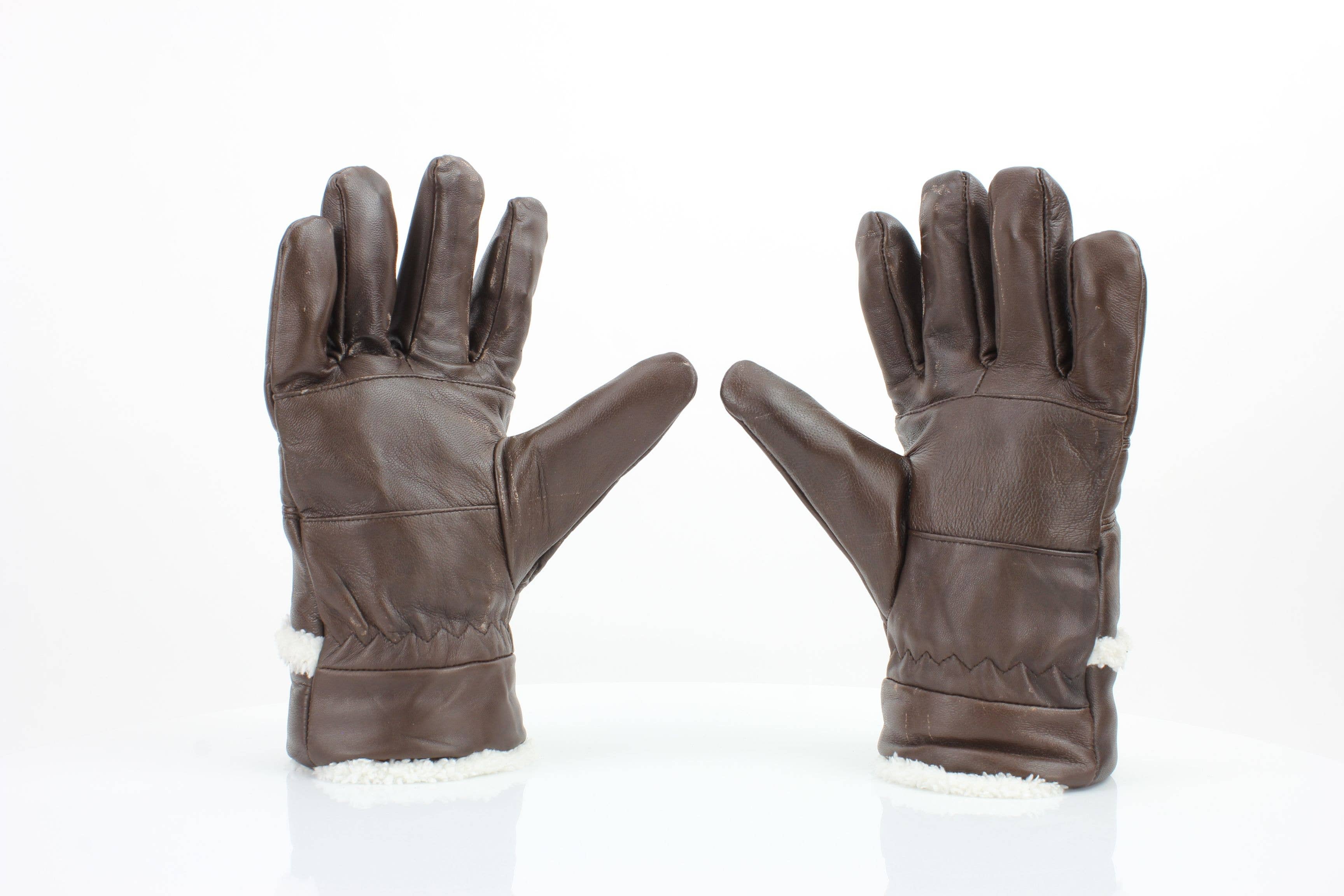 Sheepskin Leather Gloves with White Sherpa Lining ABGL102SH
