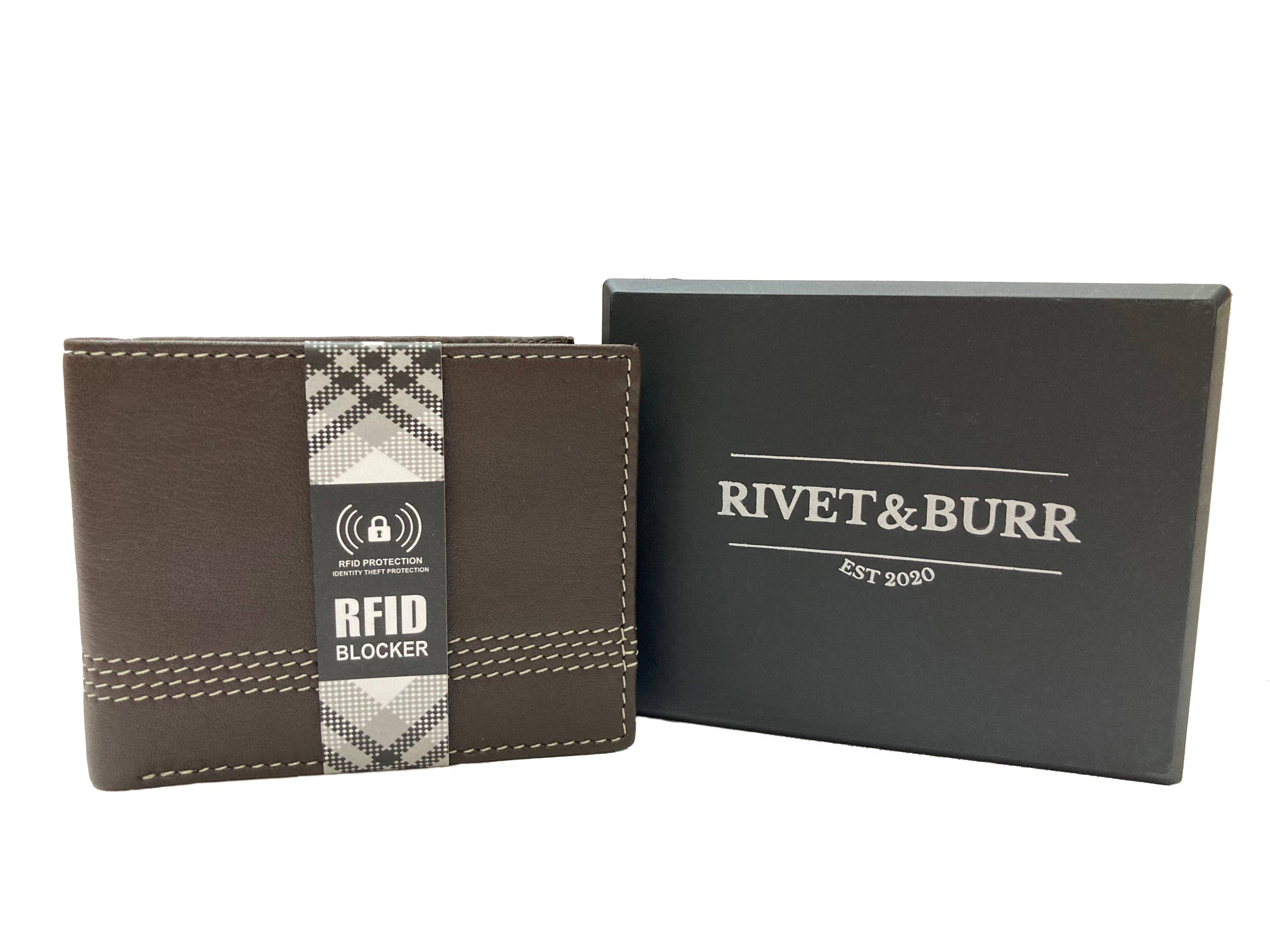 Bifold Wallet Brown Contrast Stitch Leather