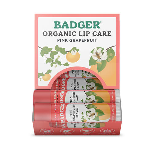 Badger Pink Grapefruit Classic Lip Balm, Refreshing Lip Care