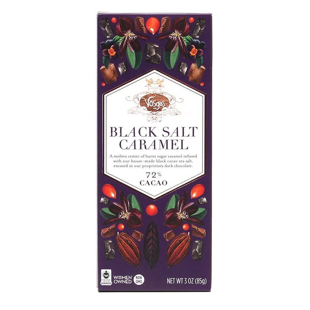 Vosges Haut-Chocolat Gourmet Chocolate Bar Dark Chocolate w Black Salt & Caramel 72%