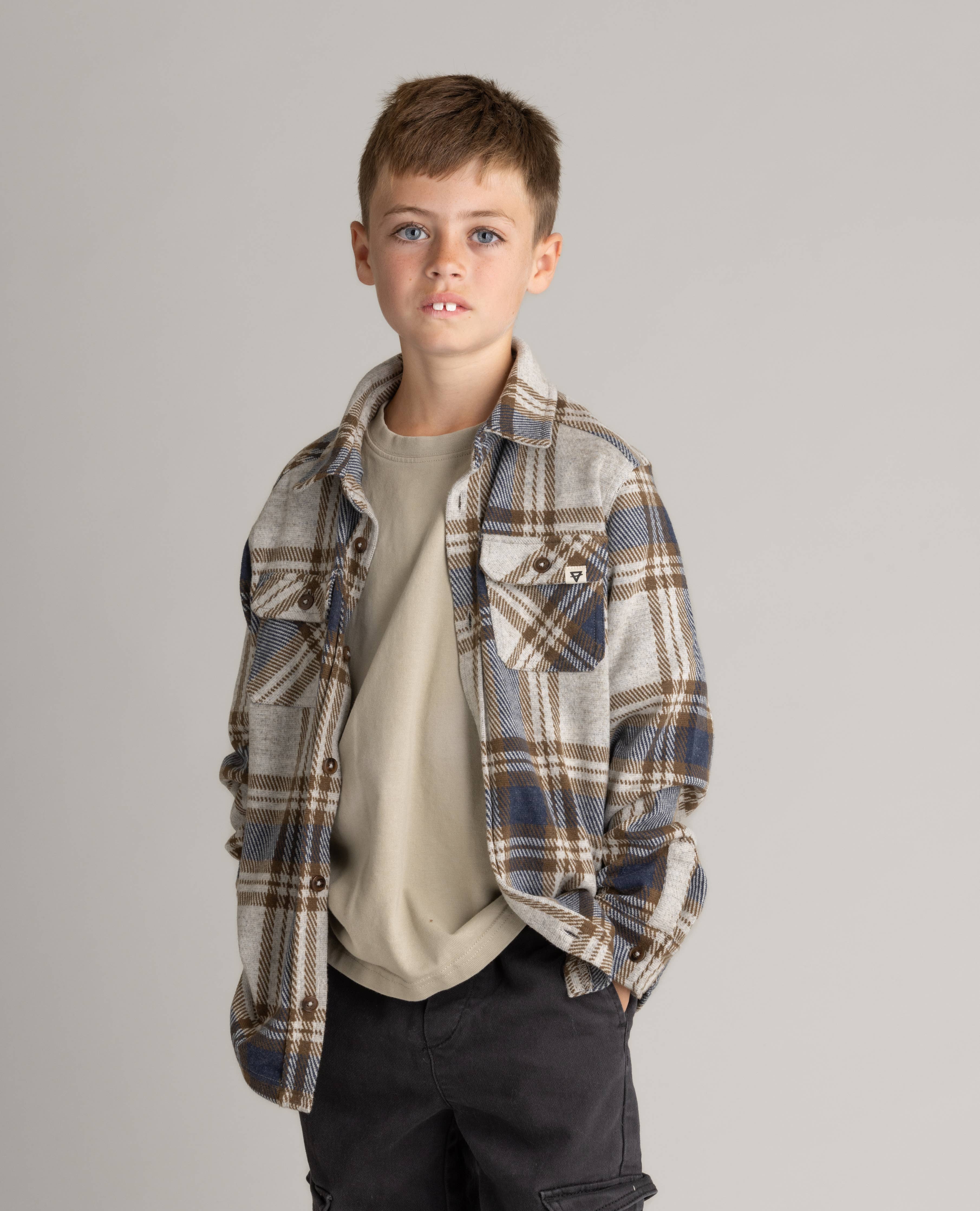Boys Lichen Stretch Flannel Shirt