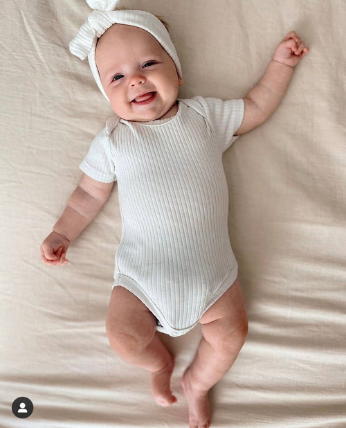 Organic bodysuit short sleeve- ribbed cotton onesie for baby