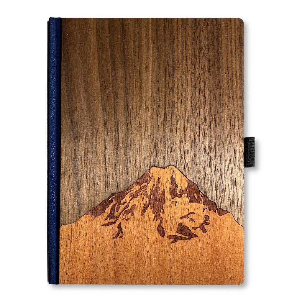 Handcrafted 6 x 8 Wood Journal / Planner (Mt. Rainier Inlay