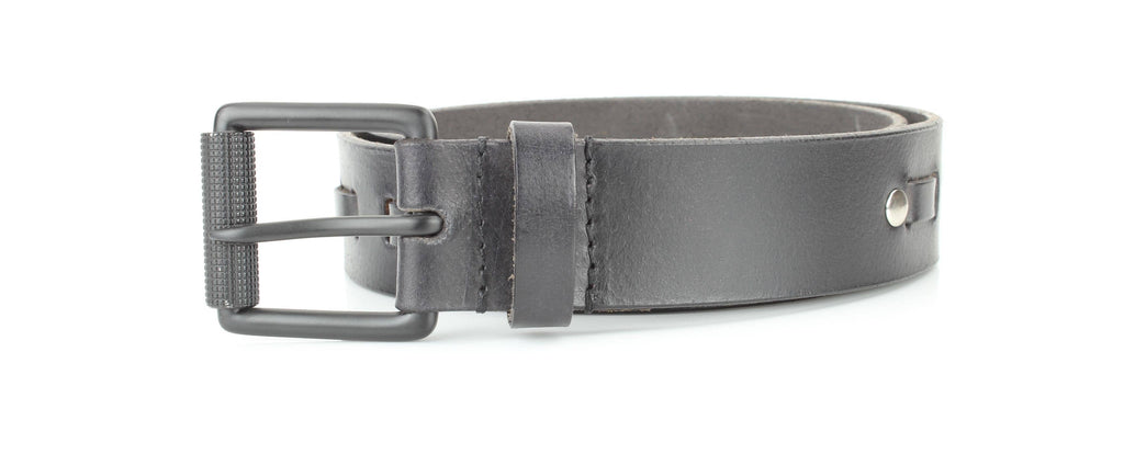 Black Buff Grain Leather Belt with Center Detail RA 1772