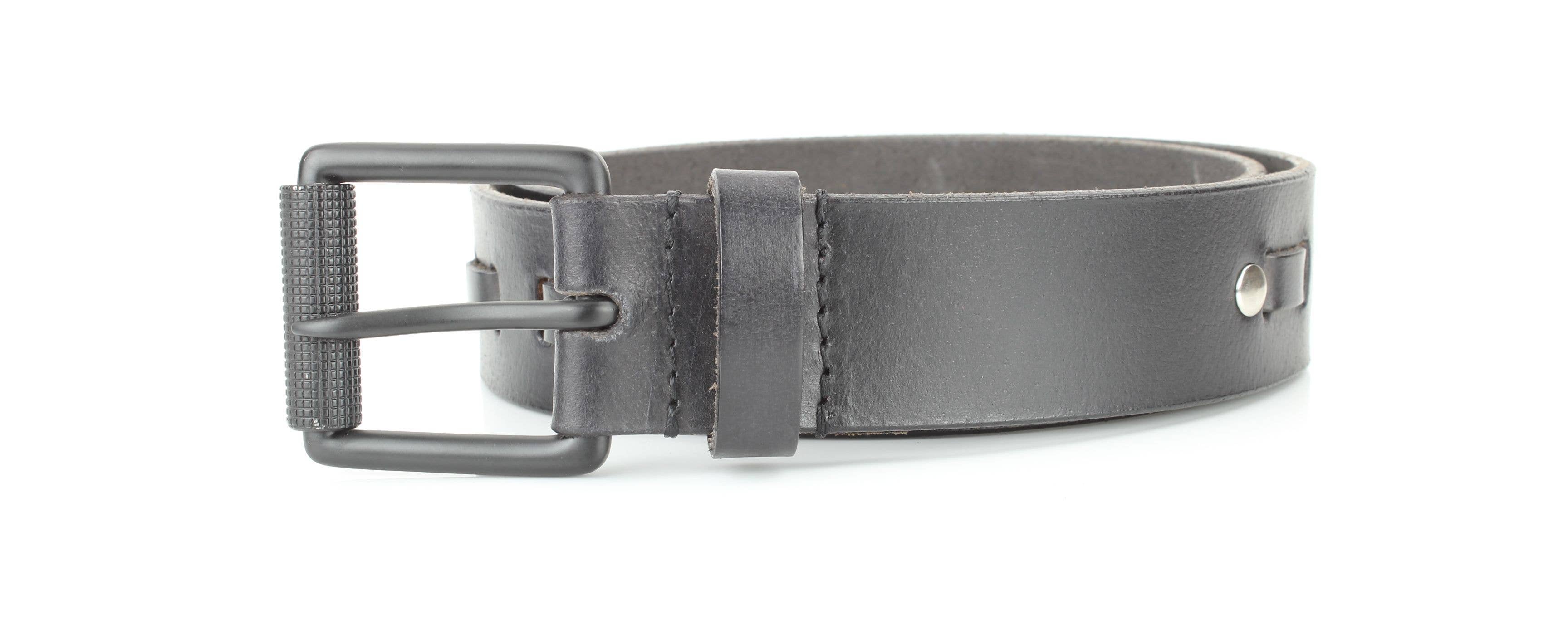 Black Buff Grain Leather Belt with Center Detail RA 1772