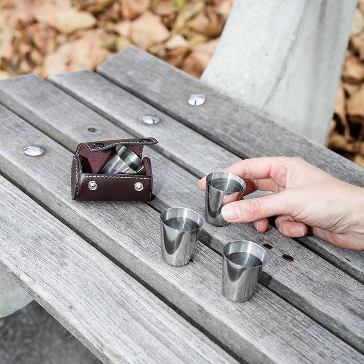 Shot Glasses With Leather Case