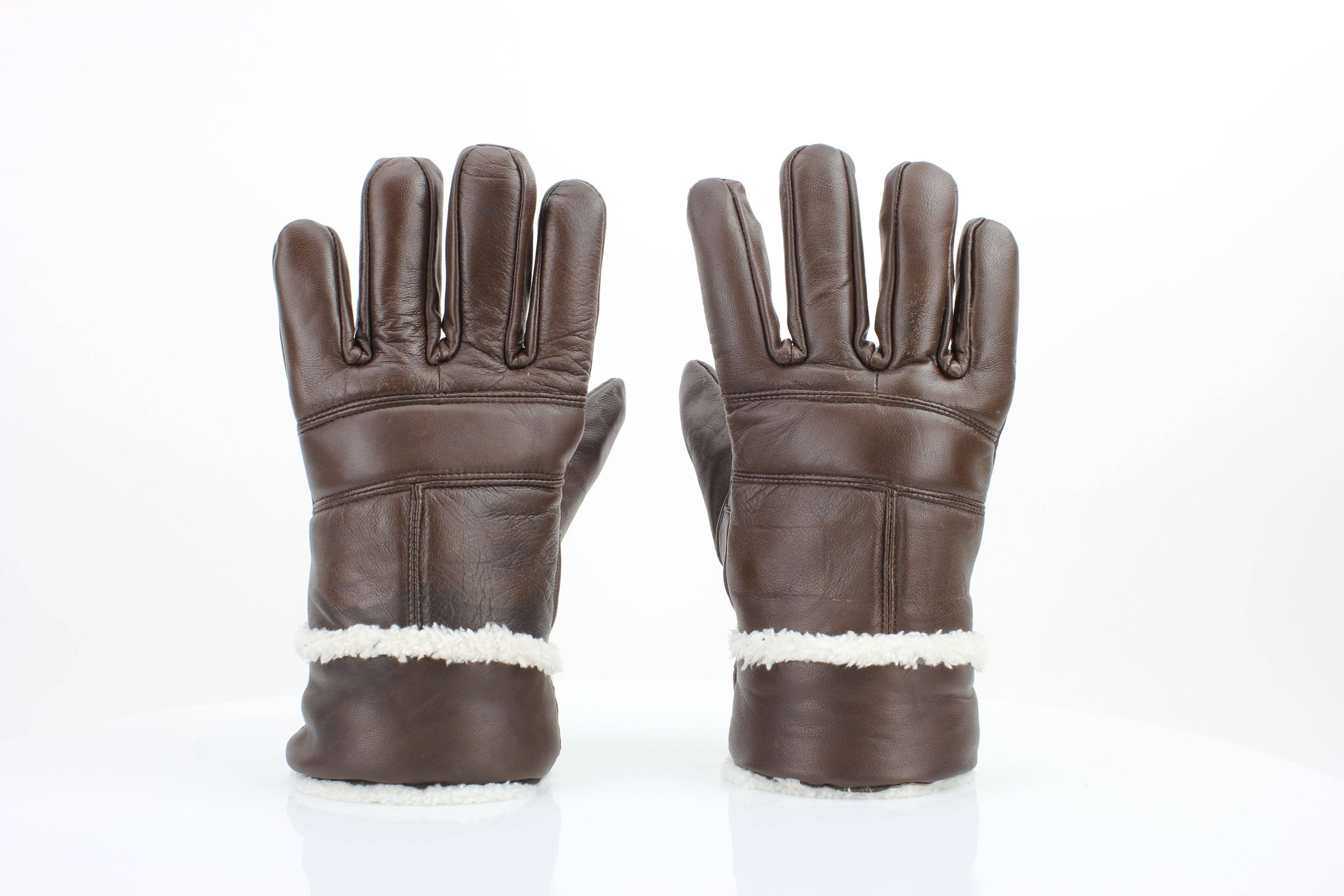 Sheepskin Leather Gloves with White Sherpa Lining ABGL102SH