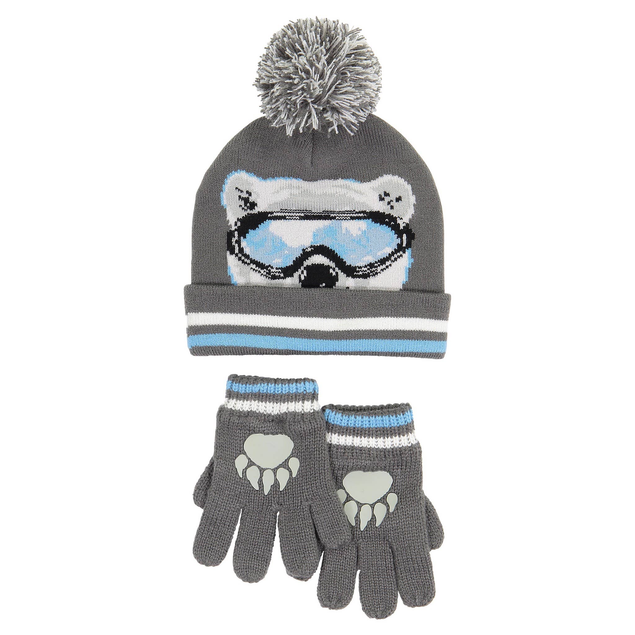 Toddler Hat & Glove Set Polar Bear pom pom hat