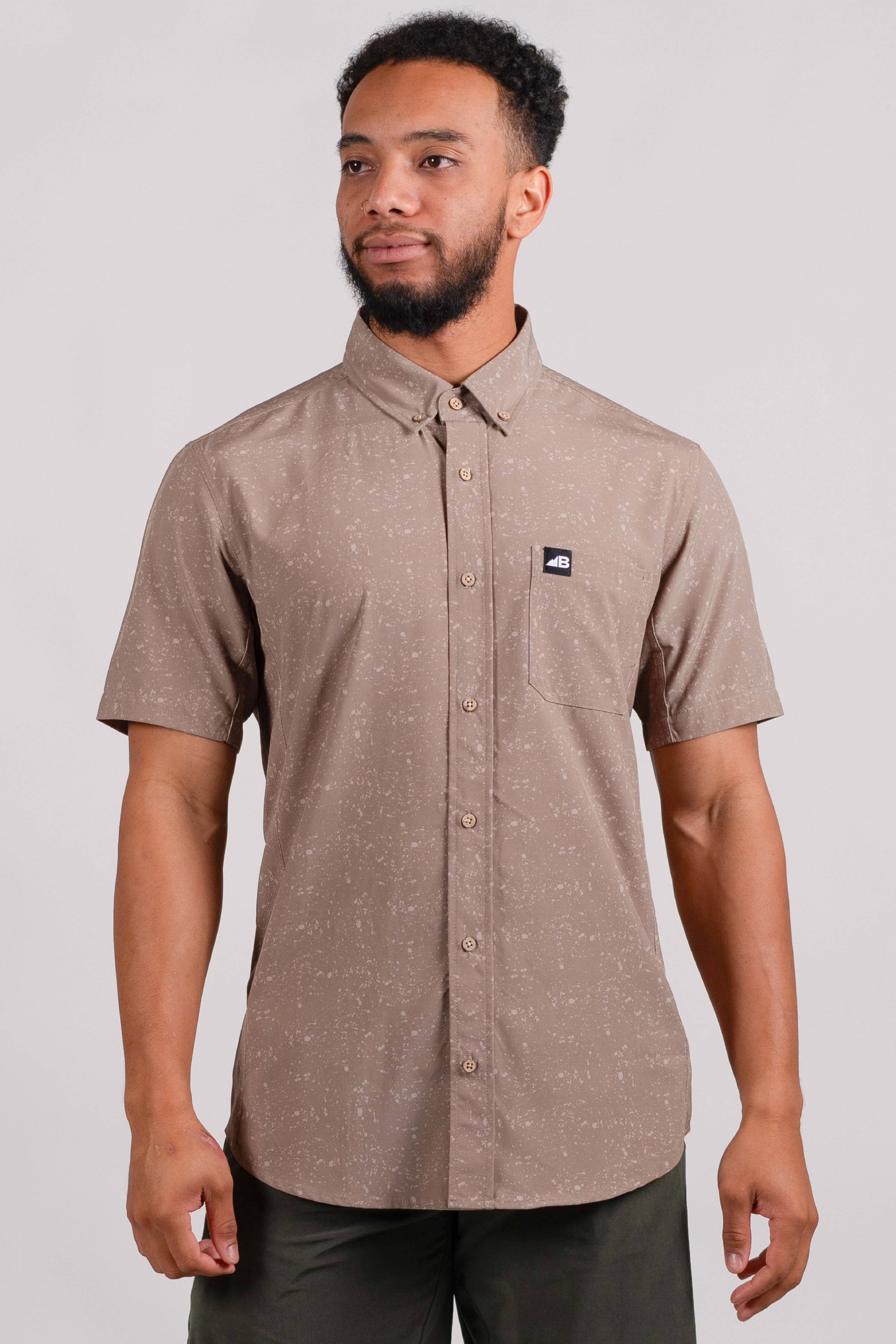 Vista Stretch Button Down Brown Loam