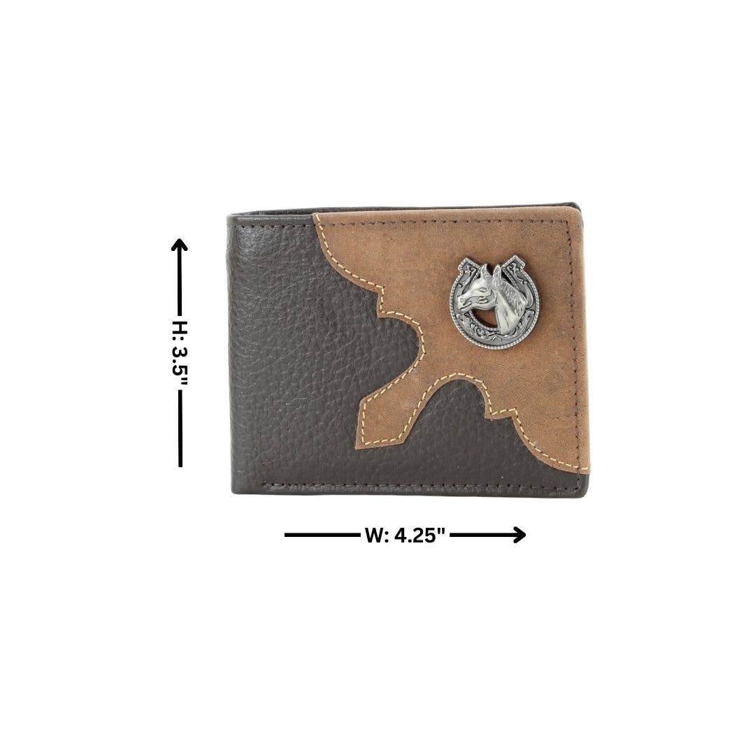 Mixed Media Bifold Rodeo Wallet with Medallion AB1915