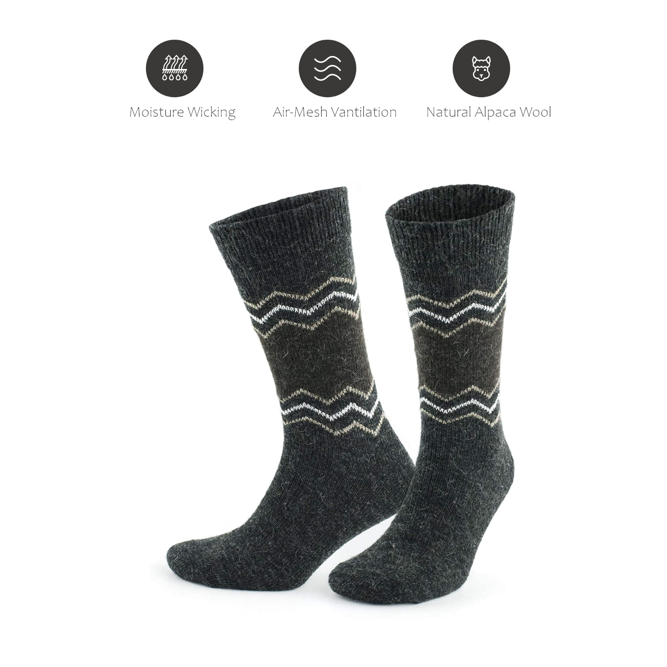 Alpaca Socks ZigZag Antracite