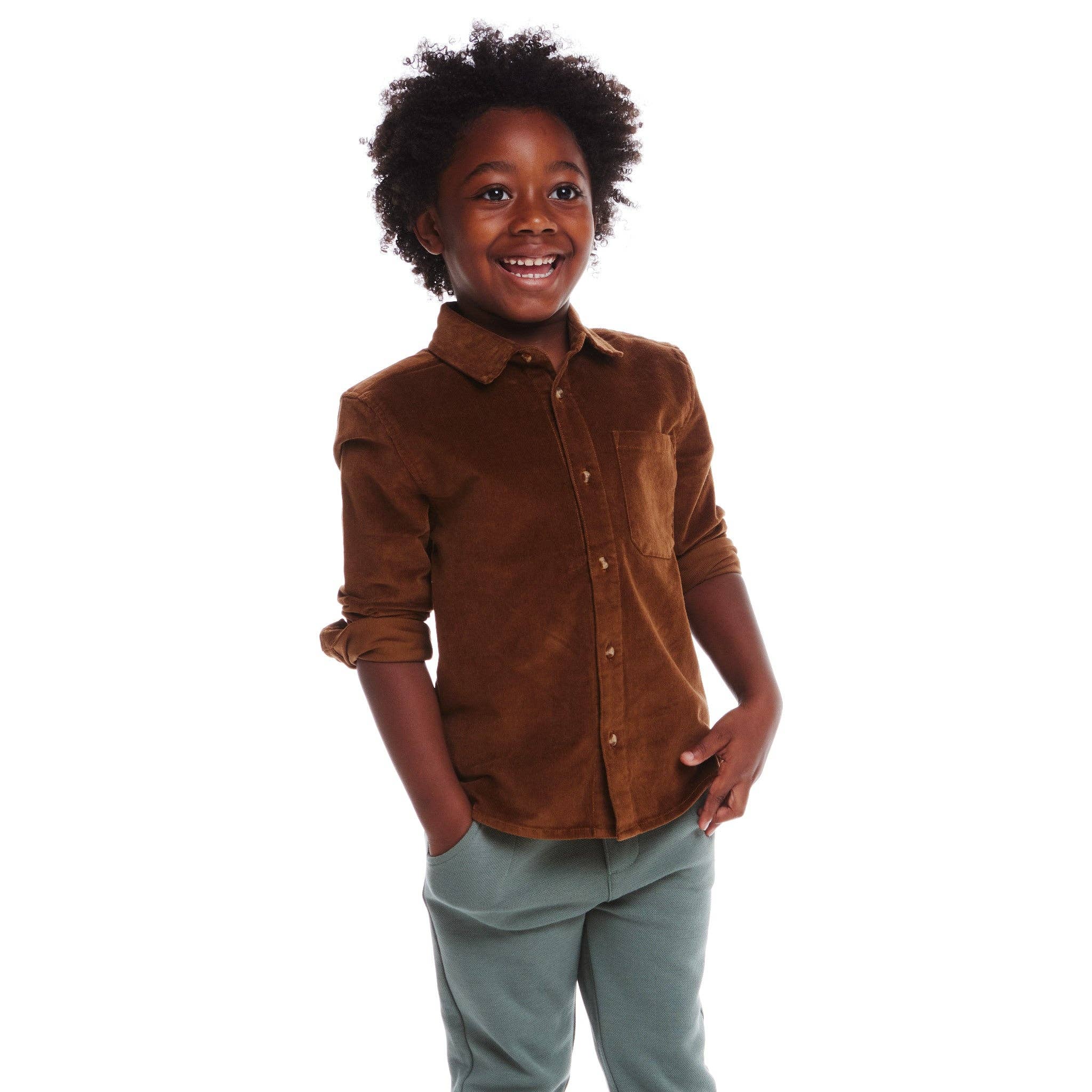 Andy & Evan Kids Garment Washed Cord Buttondown