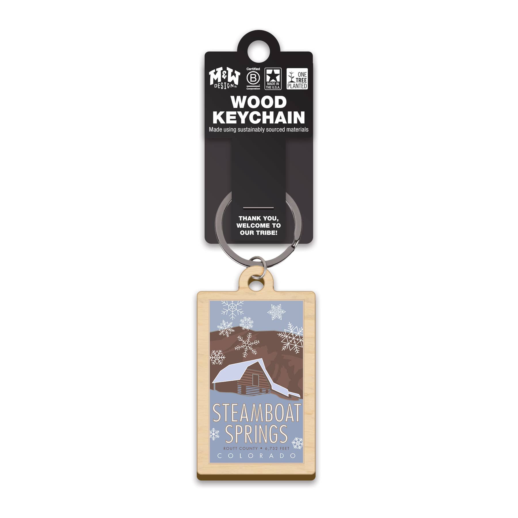 M&W Design Co. Wood Keychain Steamboat Barn