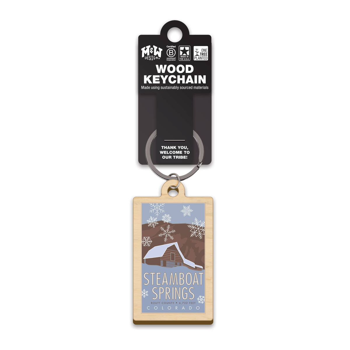 Wood Keychain Steamboat Barn
