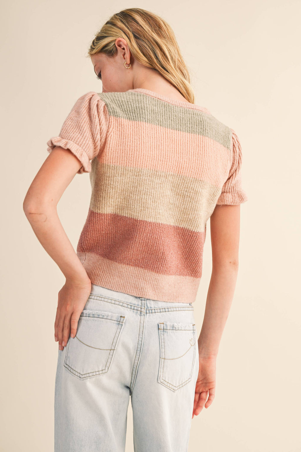 PRE-ORDER- TWEEN KIDS GIRLS PUFF SLEEVE SWEATER (7-14)