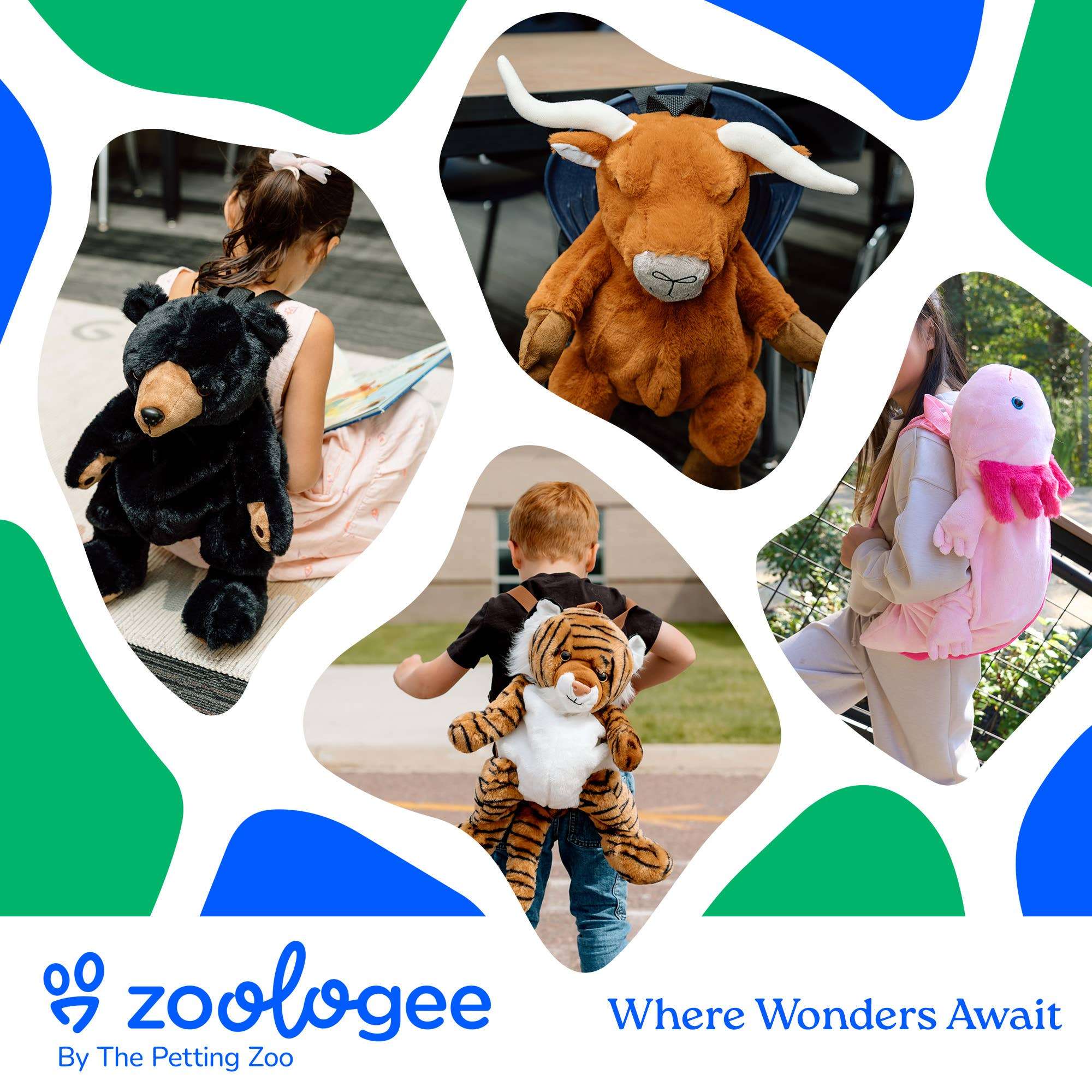 The Petting Zoo 20" Plush Animal Backpack