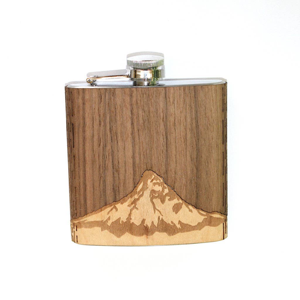 WUDN Handcrafted Wooden Hip Flask - Cascade Range (Mt. Hood)