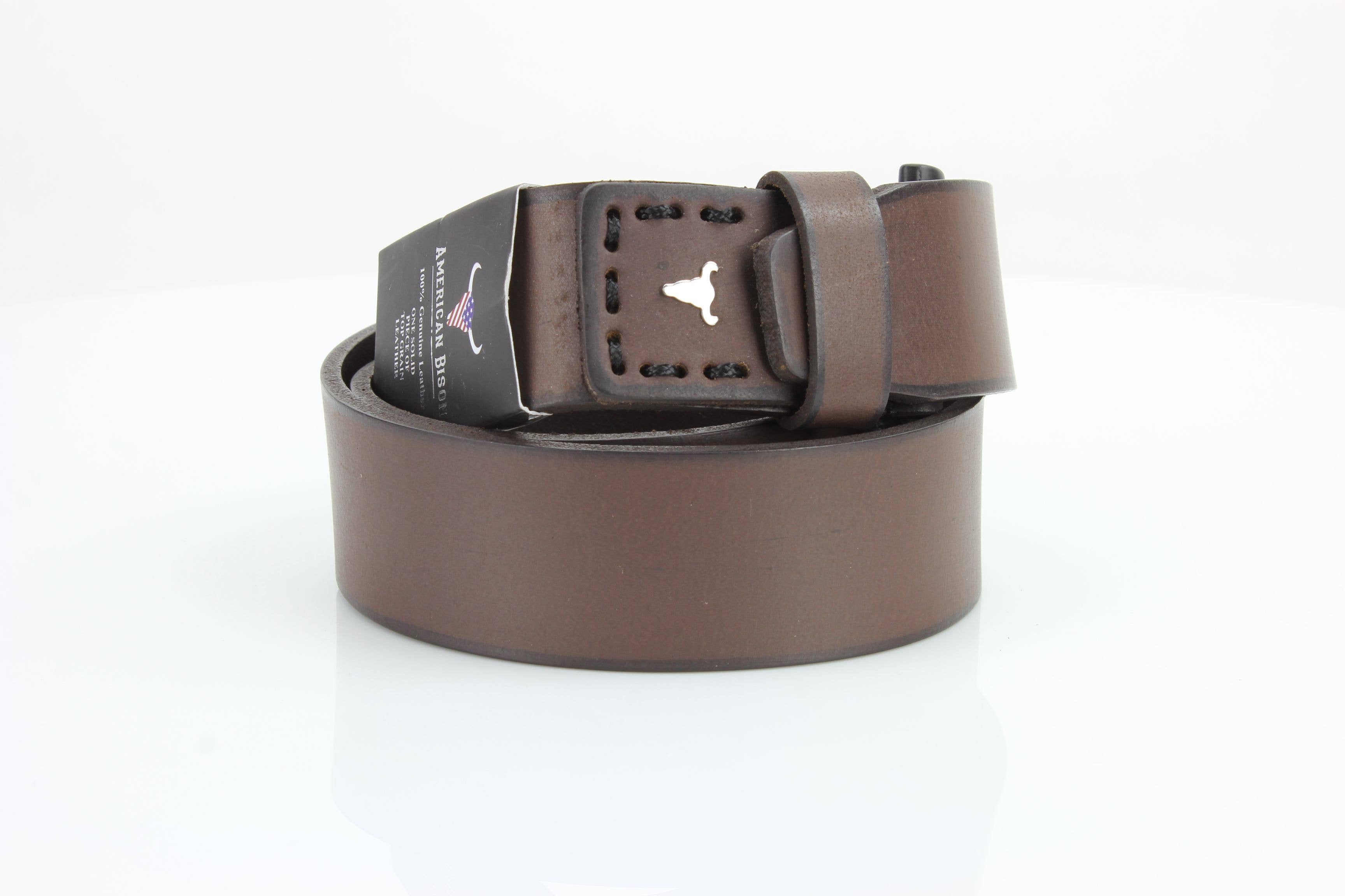 Leather Impressions Inc Classic Leather Belt with Fine Stitching and Logo - ABB 010