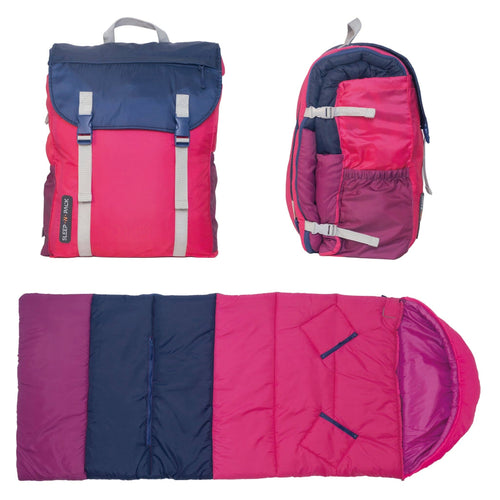 Sleep-N-Pack™ 2-in-1 Packable Sleeping Bag & Backpack Big Kid (7-12+ Yrs) Raspberry Sorbet, Navy & Winterberry