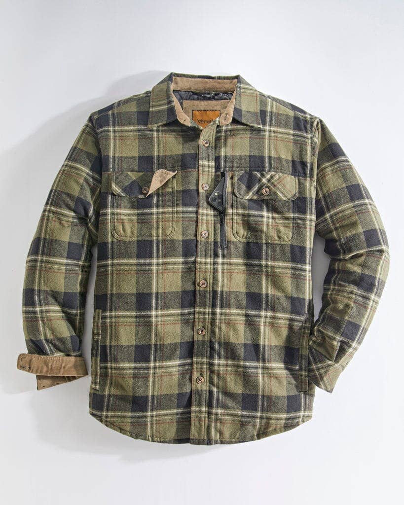 Quilt Lined Brushed Flannel Shirt Jacket