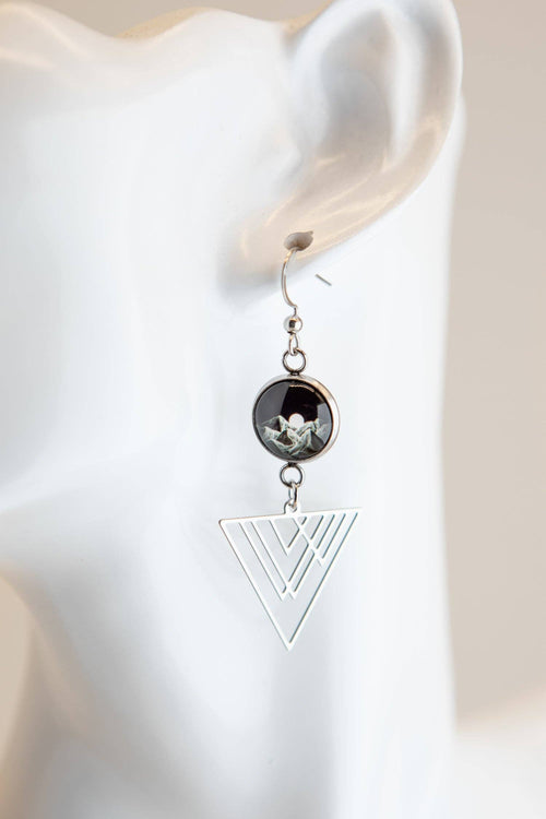 Stainless Steel and Glass Earrings