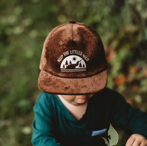 Green Rivers corduroy SnapBack hat for toddlers and kids Brown