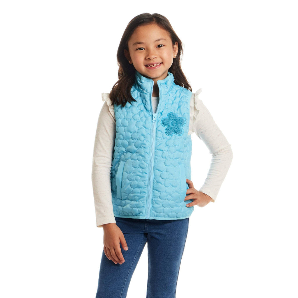 Kids Quilted Vest | Aqua Floral