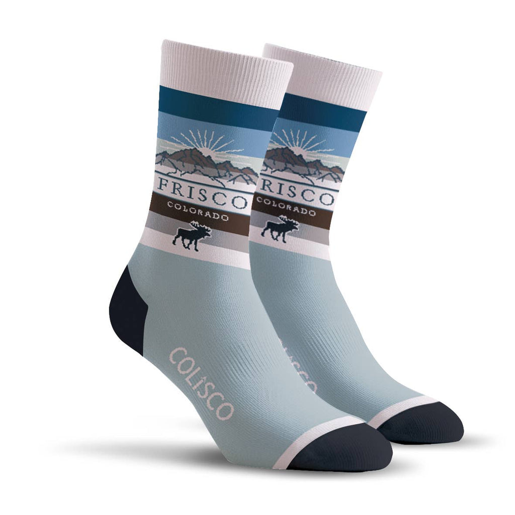 COLISCO Unisex Crew Socks - Moose Frisco Colorado (Blue)