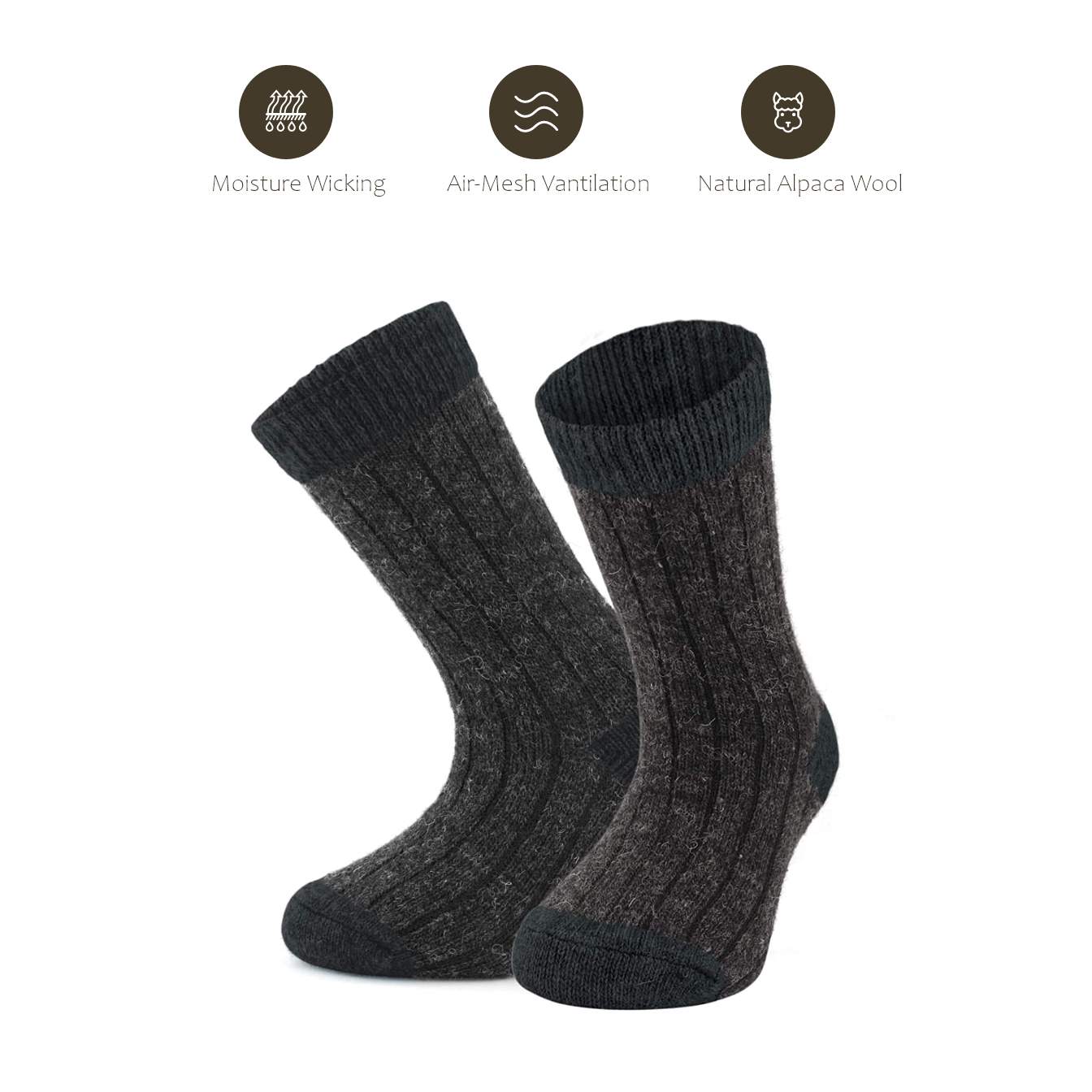 Alpaca Socks For Kids Brown Kids 13-2.5