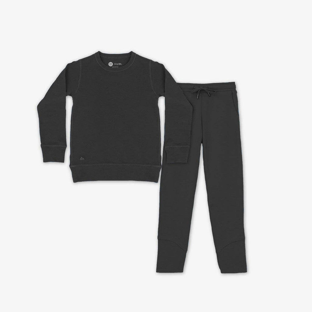 Kids Midweight Merino Jogger and Crew Set teton eclipse