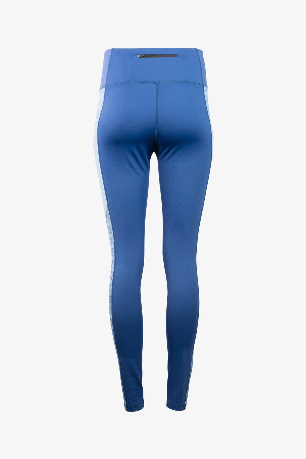 A pair of Trailhead Leggings in black and gray from Belong Designs, featuring a high waistband and vertical striped pattern on the side panels from waistband to ankle. Crafted from smooth and stretchy PrimaFlex material, these leggings are perfect for both athletic and casual wear. They also come with multiple pockets for added convenience.