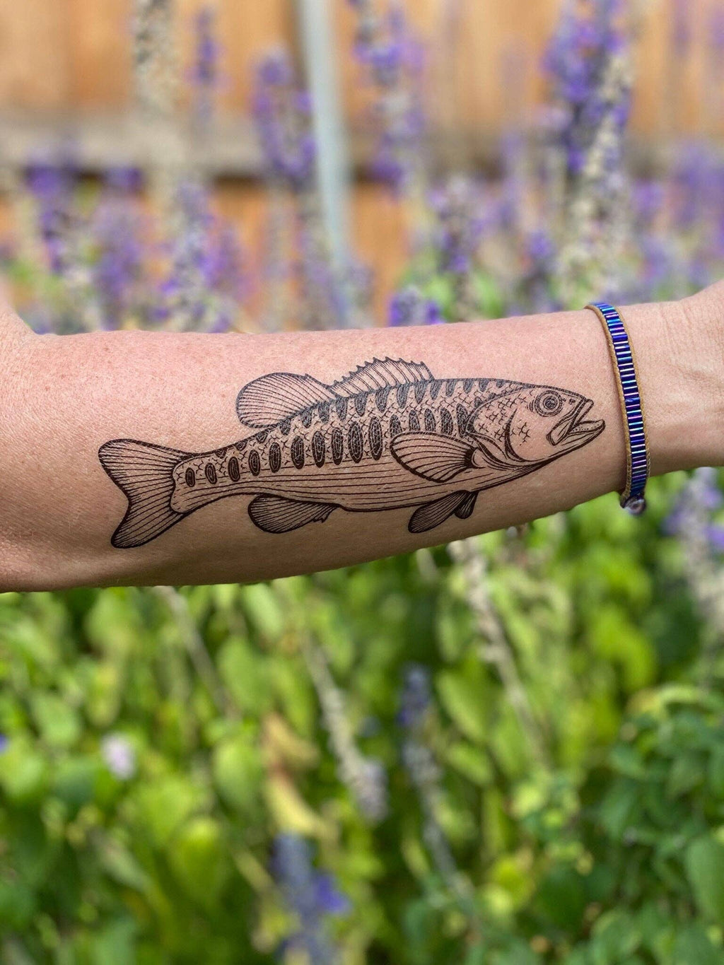 Bass Fish Temporary Tattoo