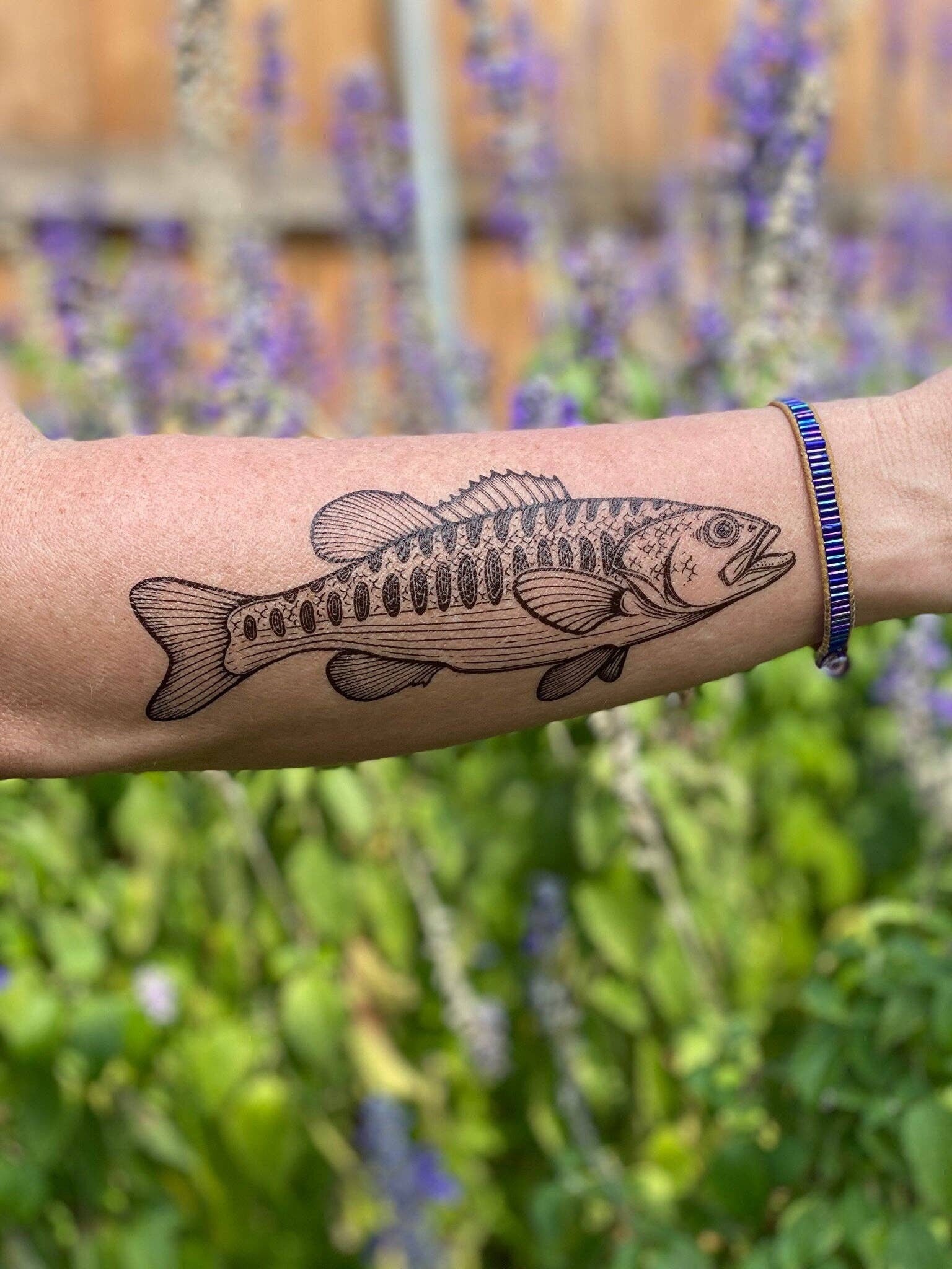 Bass Fish Temporary Tattoo