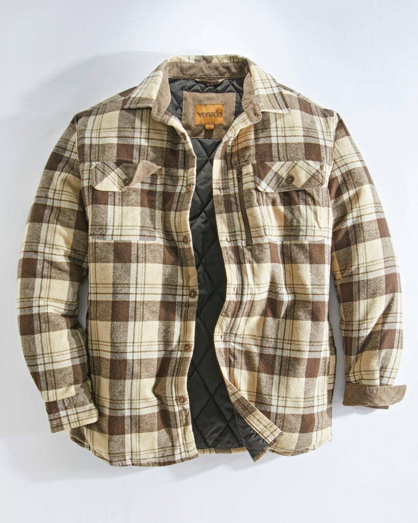 Quilt Lined Brushed Flannel Shirt Jacket