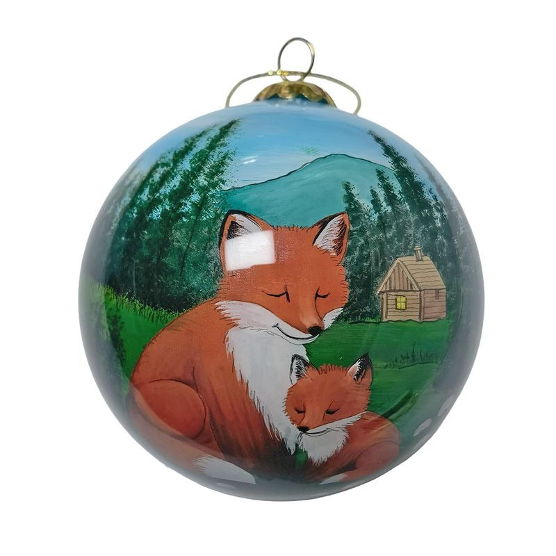 Hand Painted Glass Ornaments Fox & Forest
