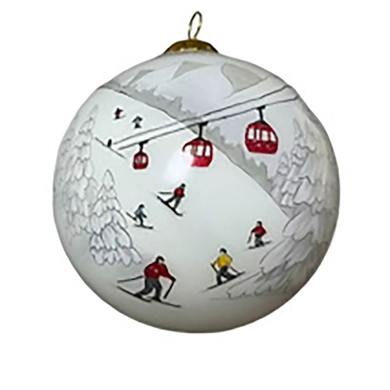 Hand Painted Glass Ornaments Gondola & Skiers