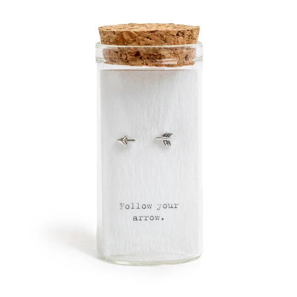 Message in a Bottle Earrings Silver Arrow - "Follow Your Arrow."