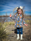 Reversible Kids Puffy Blue Flowers Pink