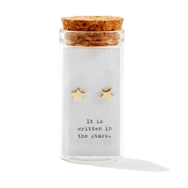 Message in a Bottle Earrings Gold Stars - "It is written in the stars."