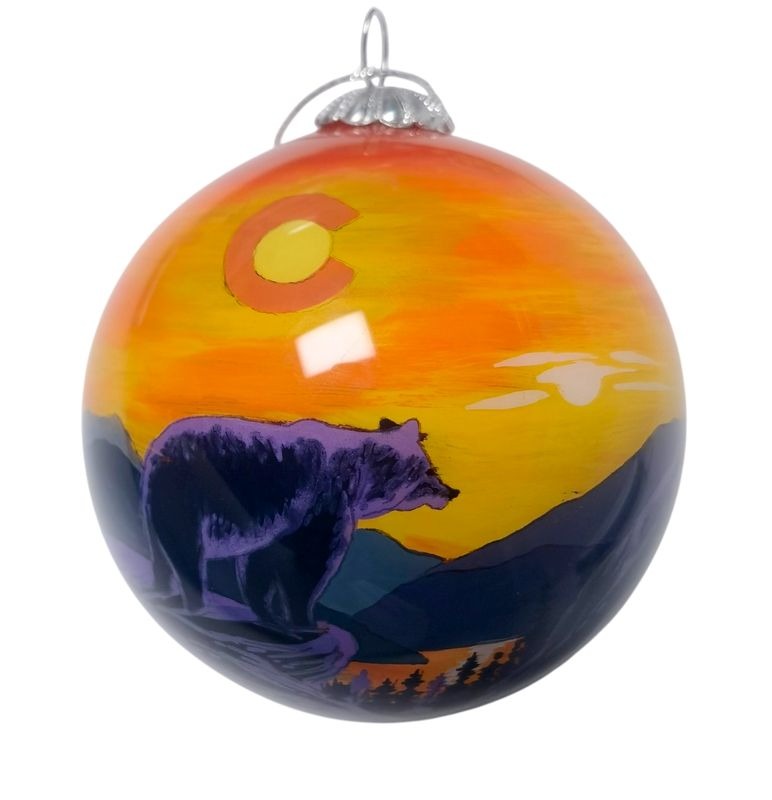 Hand Painted Glass Ornaments Bear Horizon