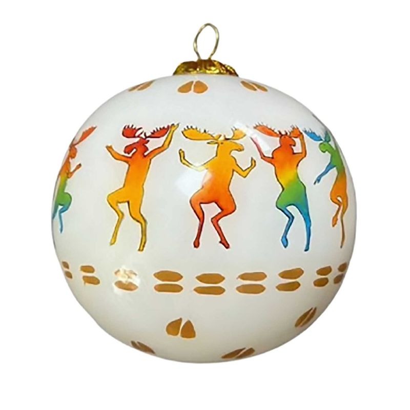 Hand Painted Glass Ornaments Dancing Moose