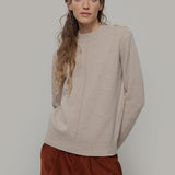Barbara Women's Recycled Cashmere Mock-Neck Sweater Cantuccino Beige
