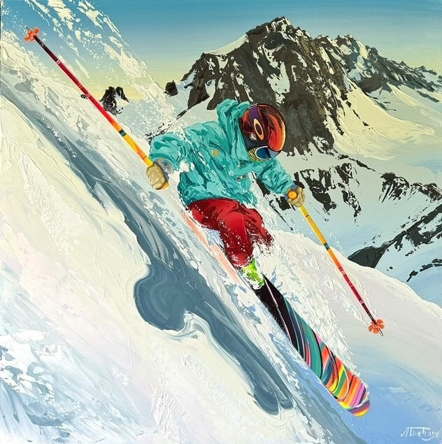 Extreme Skiers Art on Acrylic Mass of Fun