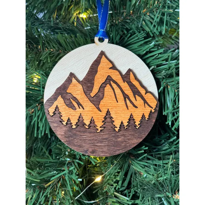 Hand-painted Wooden Ornaments Mountain Christmas