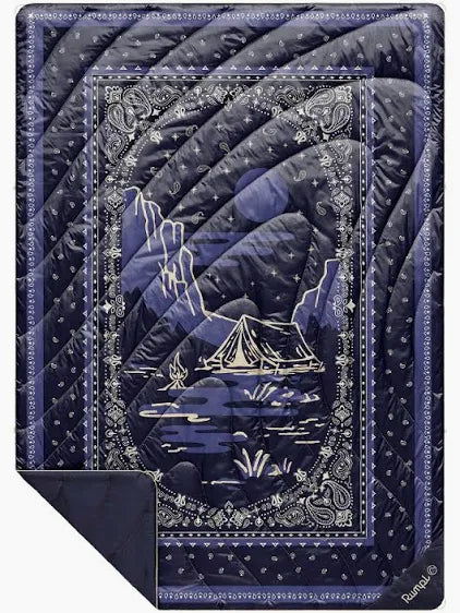 Rumpl Original Puffy Blanket Midnight Mesa Bandana