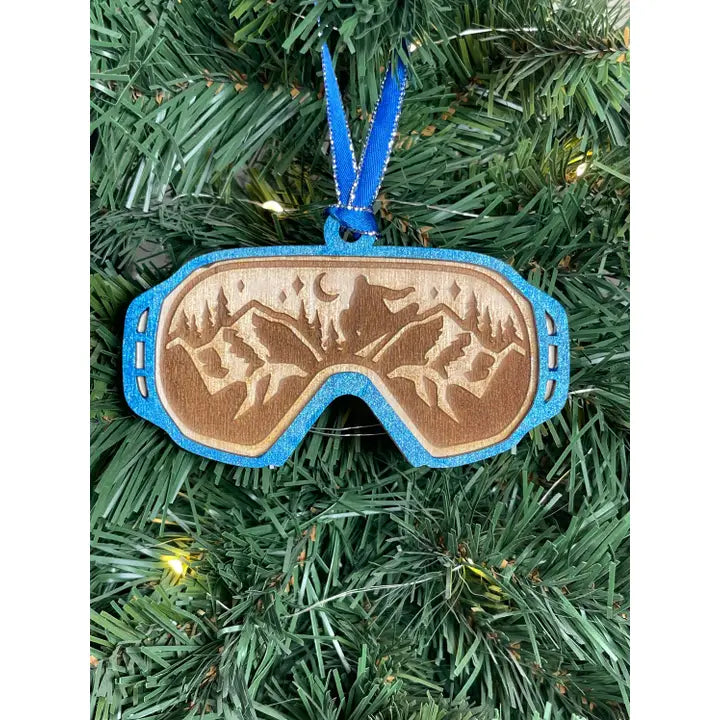 The Mas Boutique Hand-painted Wooden Ornaments Snowboard Goggles Wood