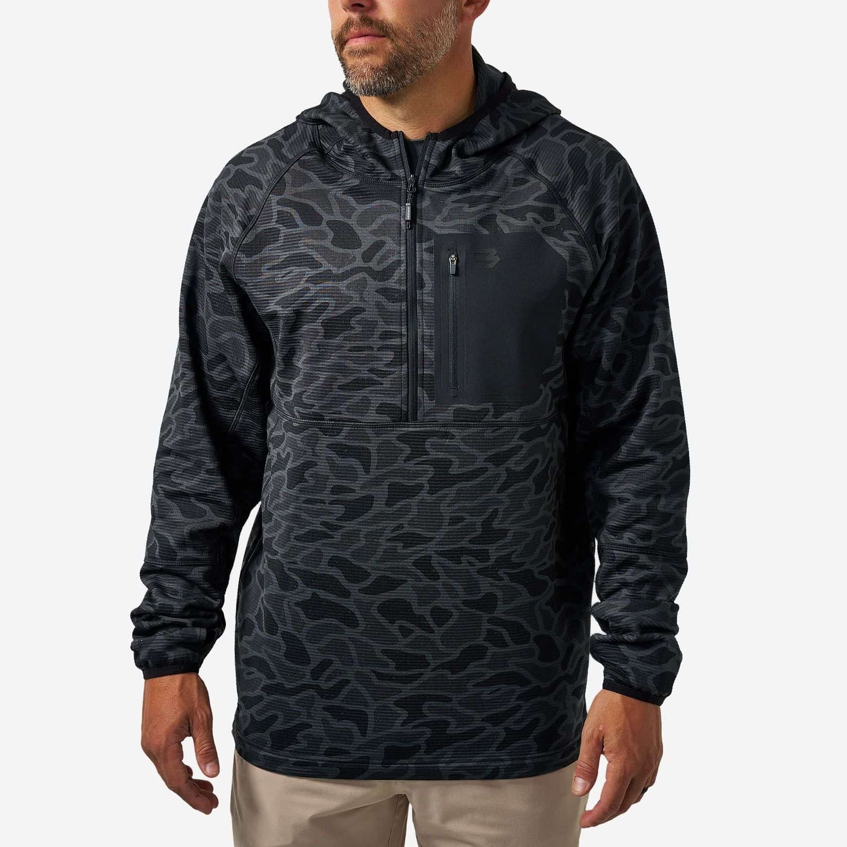 BURLEBO Blaze Tech Quarter Zip Black Camo